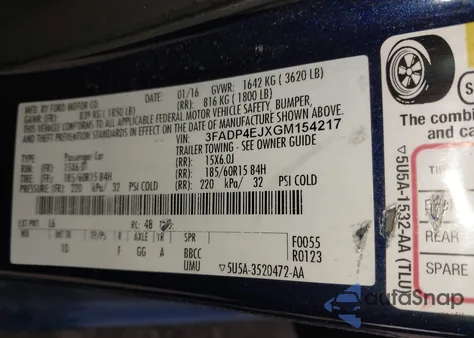 2016 Ford Fiesta Se из США, поврежденный, VIN 3FADP4EJXGM154217